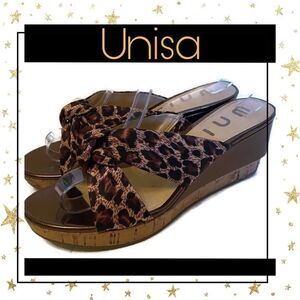 Unisa Cheetah Slide Wedge Sandals 6.5 6.5M